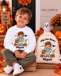 Pequeno Astronauta com Abóboras | Halloween