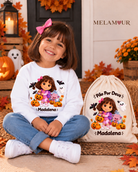 Pequena Exploradora com Abóboras | Halloween