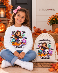 Menina e Gatinhos Coloridos | Halloween