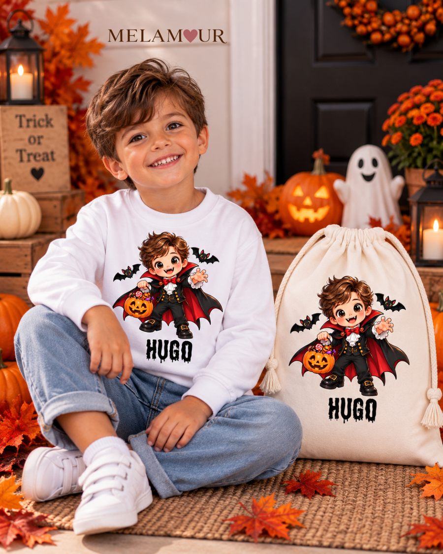 Pequeno Vampiro com Abóbora | Halloween