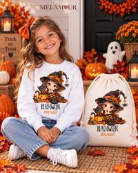 Bruxinha de Chapéu com Gato | Halloween