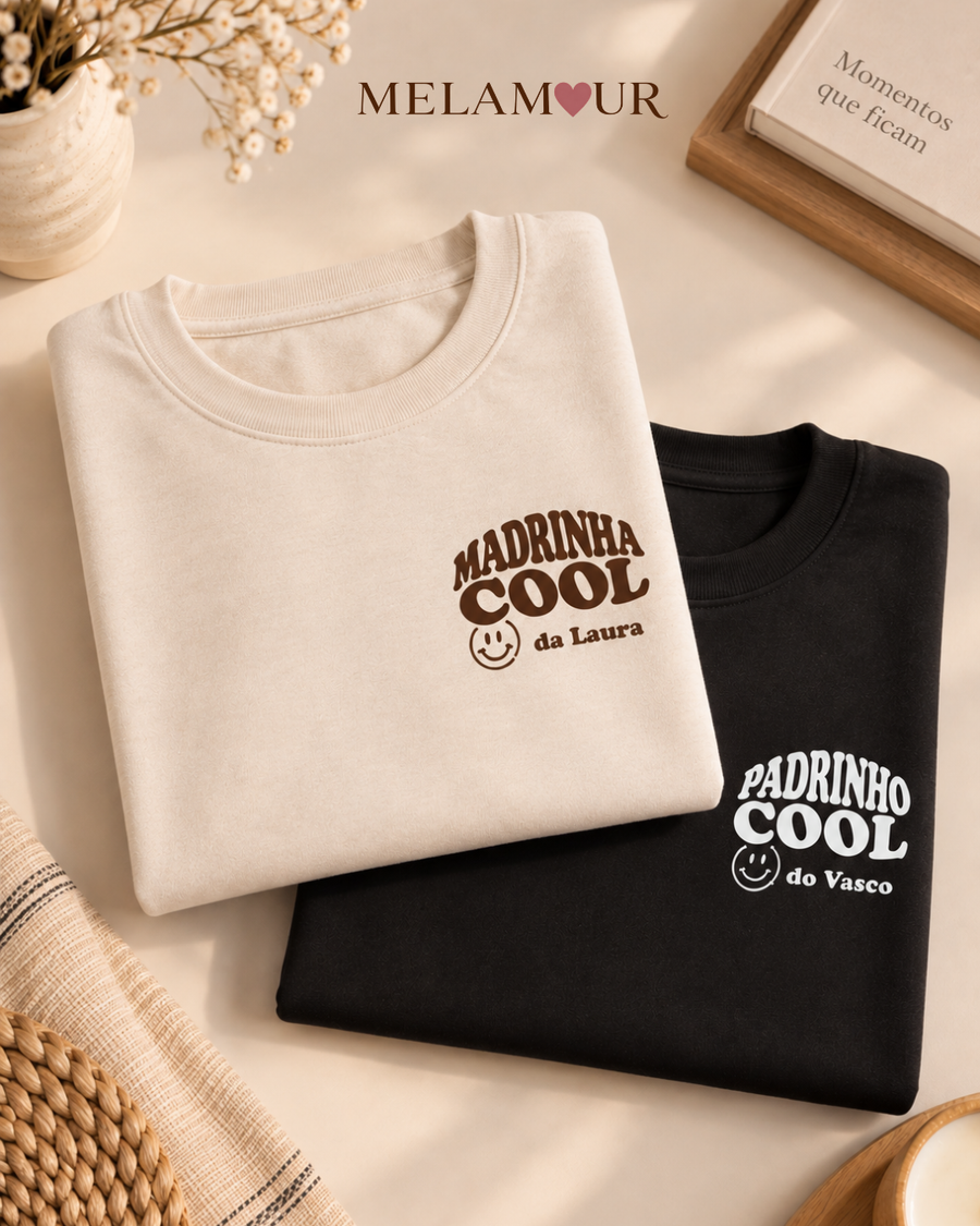 Madrinha Cool · Padrinho Cool com Nome | Camisolas para Padrinho & Madrinha