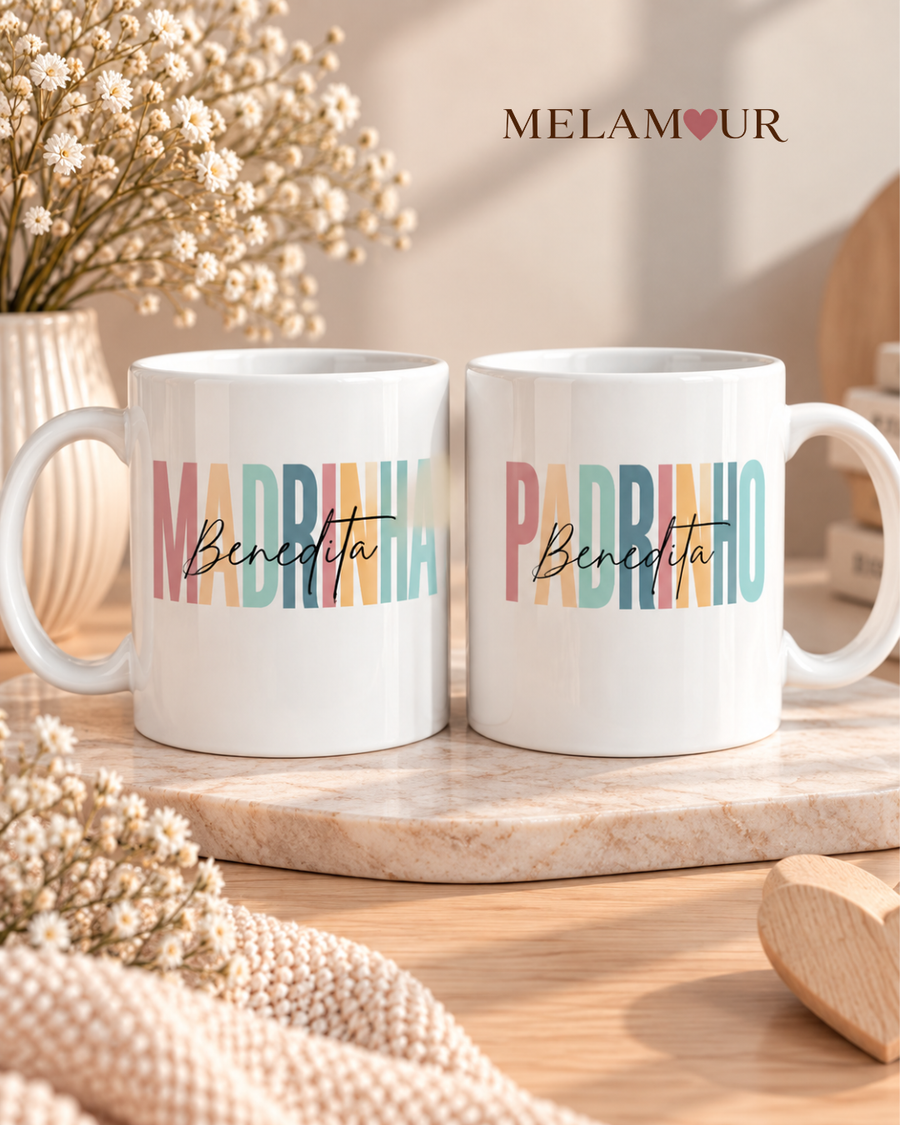 Madrinha & Padrinho com Nome | Caneca Personalizada