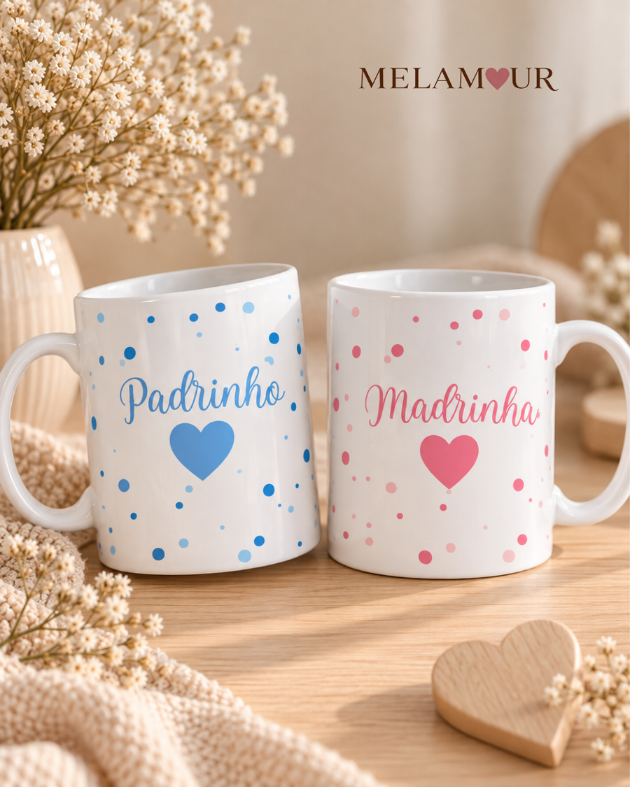Padrinho & Madrinha Corações | Caneca Personalizada
