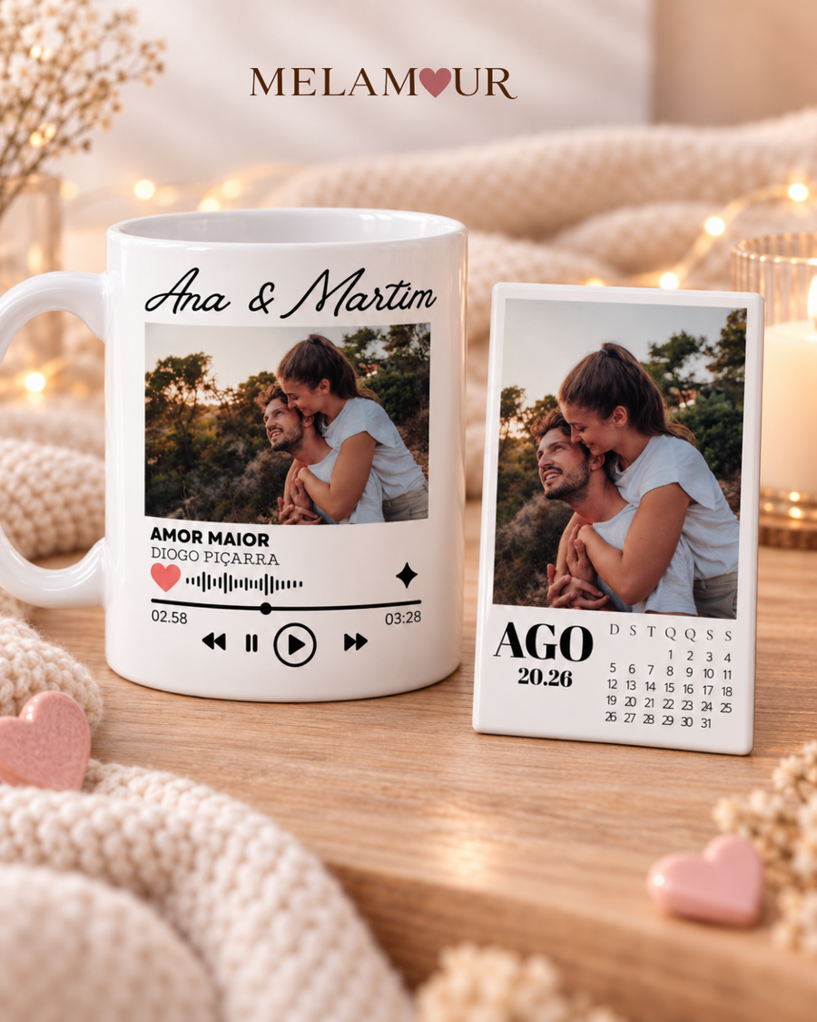 A Nossa Música e Data | Caneca + Íman Personalizados