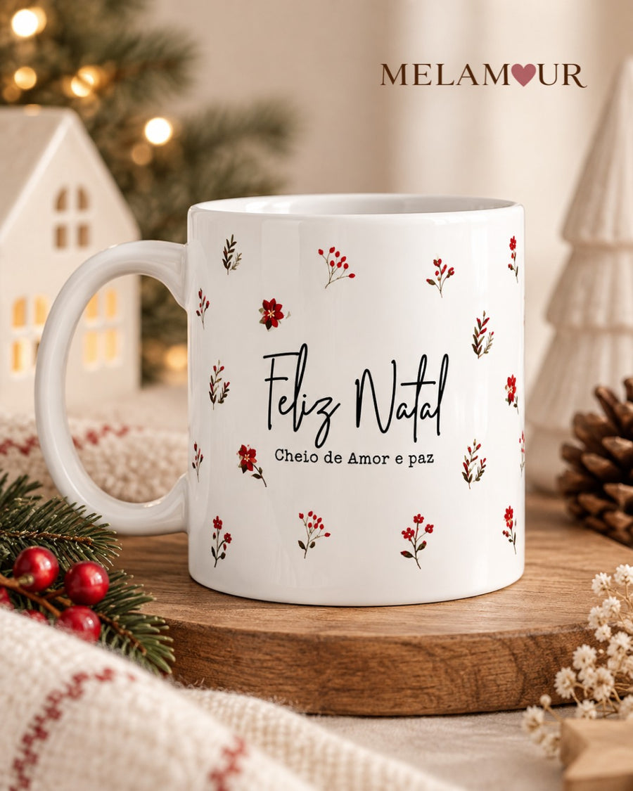 Caneca Feliz Natal — Cheio de Amor e Paz