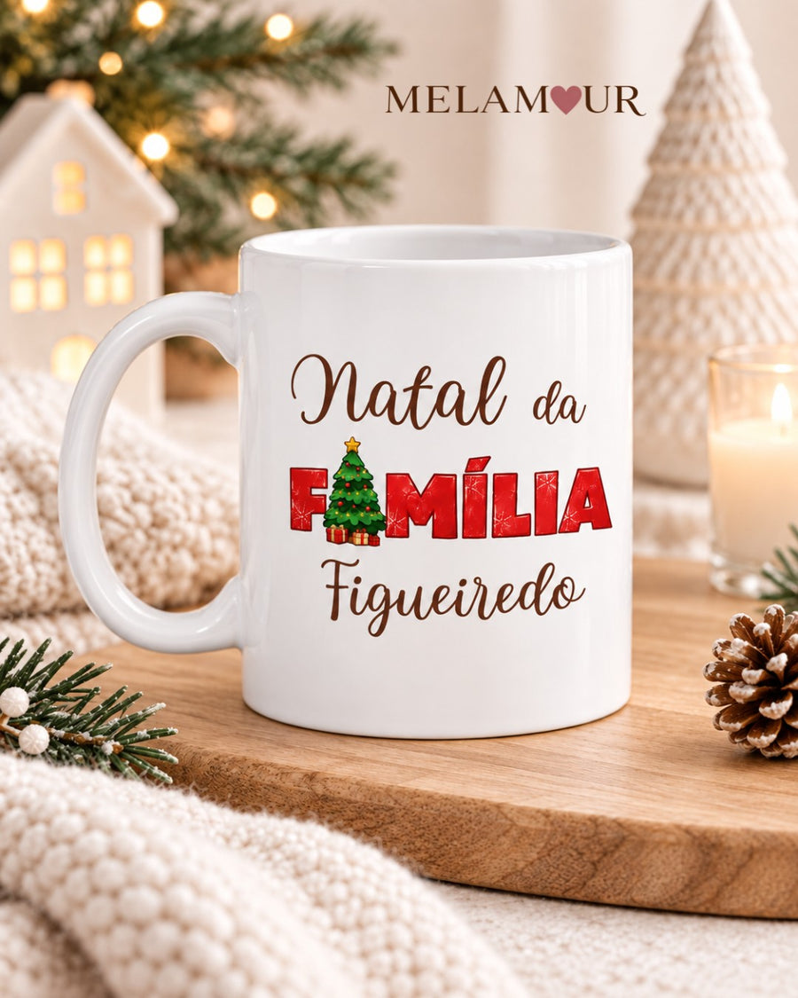 Caneca Natal da Família Personalizada