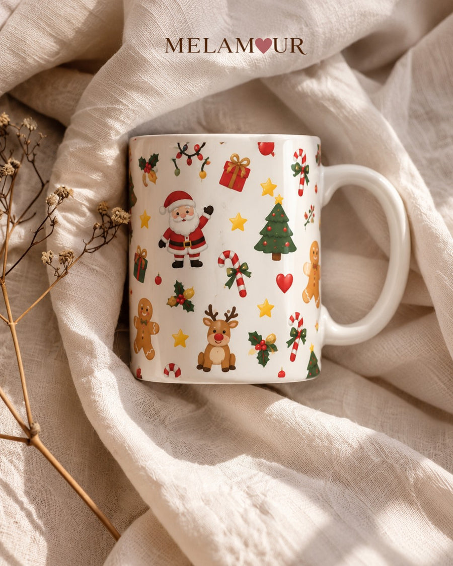 Caneca Ícones de Natal Personalizada