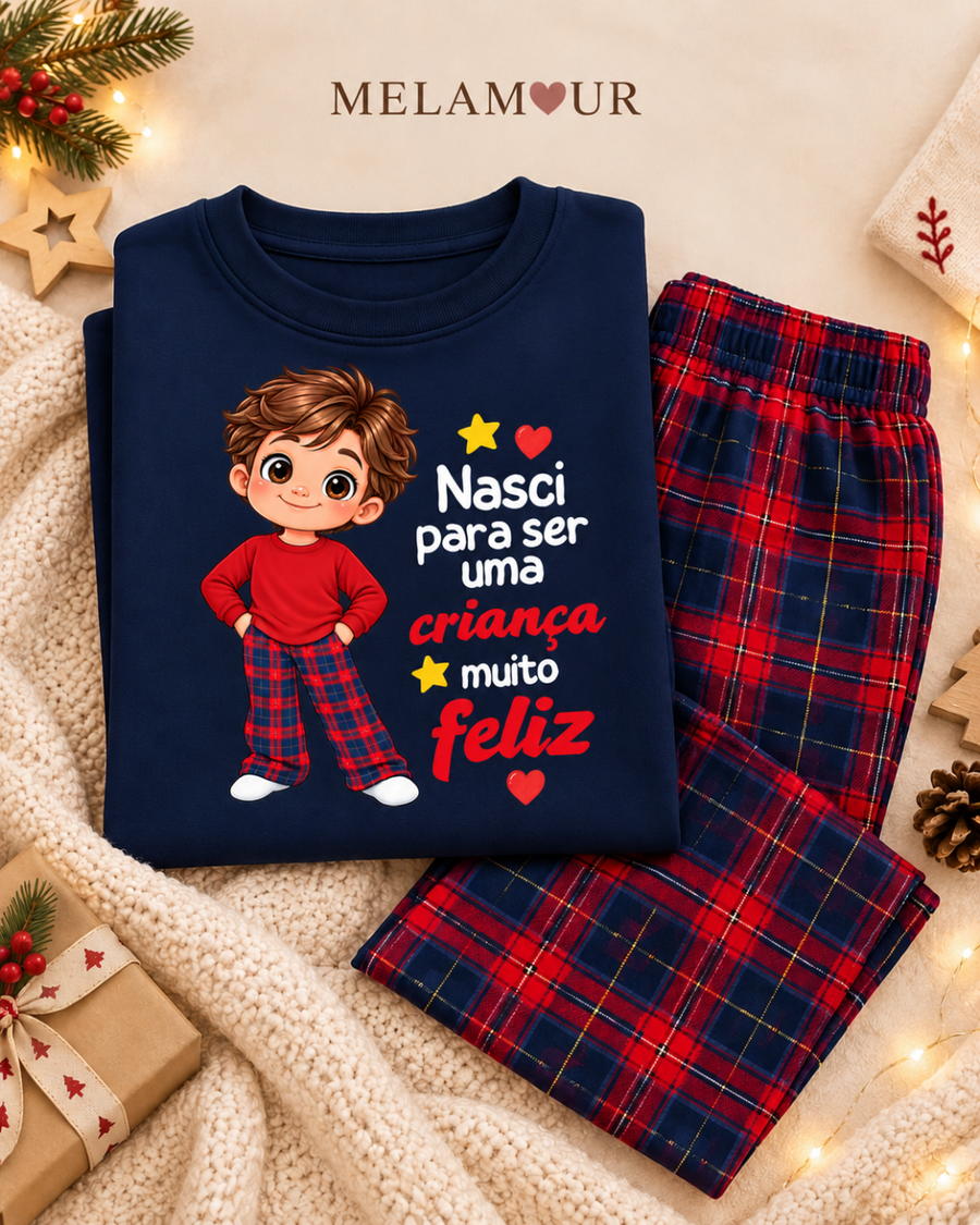 Pijama de Natal · Criança Muito Feliz · Menino