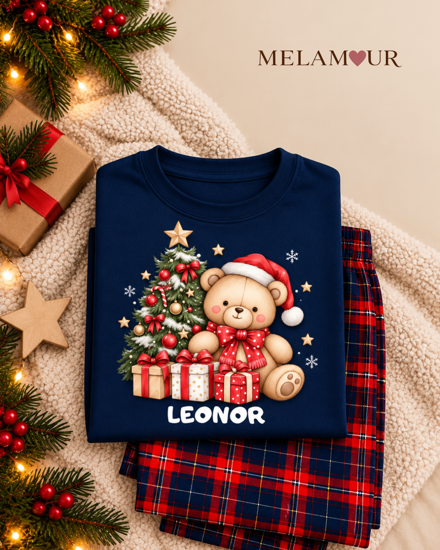 Pijama de Natal · Ursinho com Gorro e Presentes