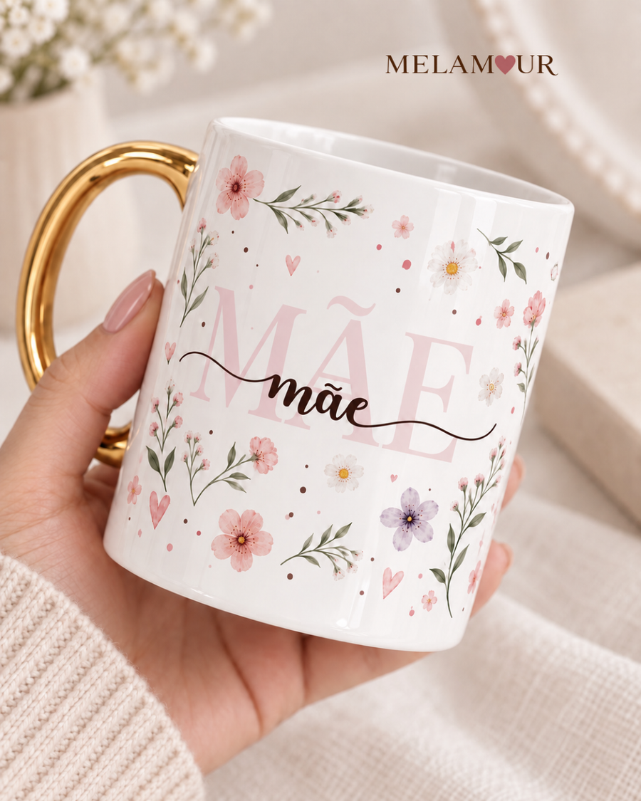 Mãe | Caneca com Pega Dourada
