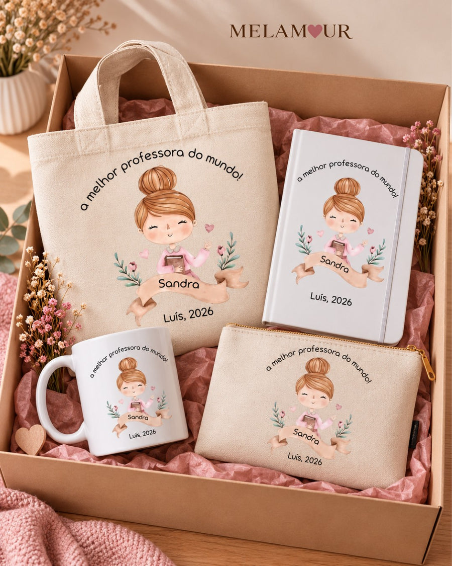 A Melhor Professora do Mundo | Tote, Caneca, Caderno ou Necessaire