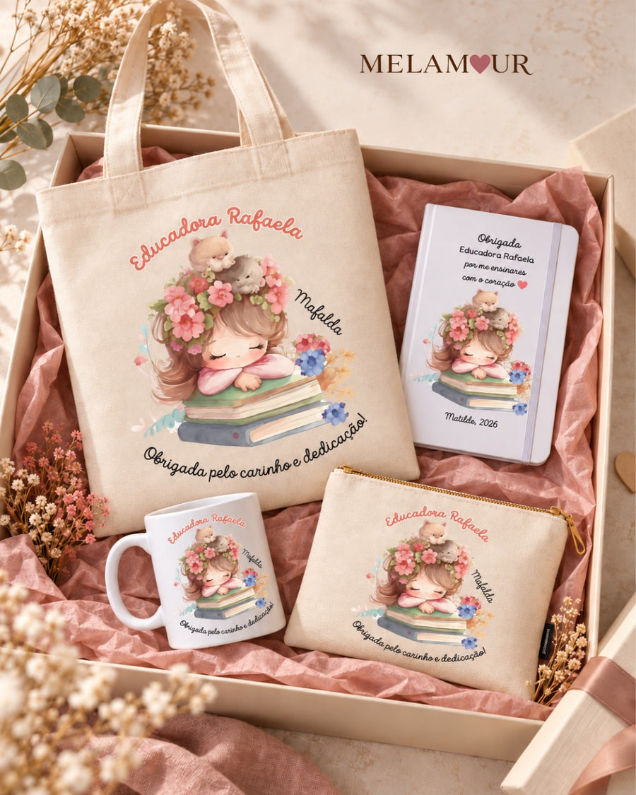 Obrigada pelo Carinho e Dedicação — Flores | Tote, Caneca, Caderno ou Necessaire