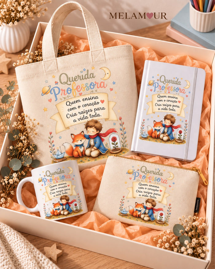 Querida Professora, Quem Ensina com o Coração | Tote, Caneca, Caderno ou Necessaire