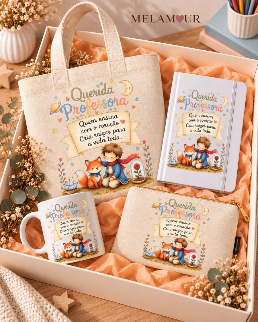 Querida Professora, Quem Ensina com o Coração | Tote, Caneca, Caderno ou Necessaire