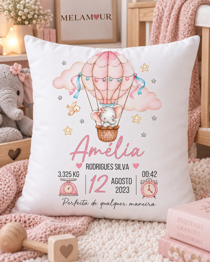 Balão Rosa — Dados de Nascimento | Quadro Personalizado