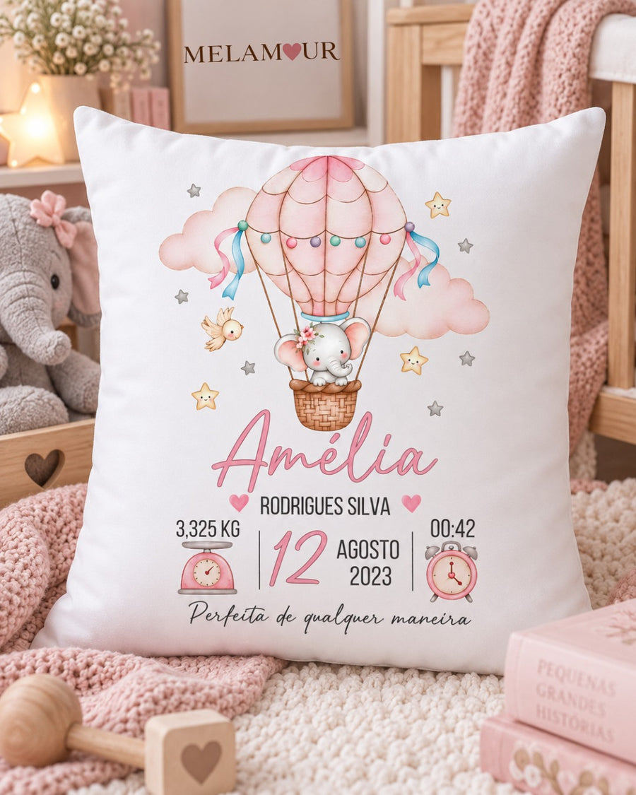 Balão Rosa — Dados de Nascimento | Quadro Personalizado