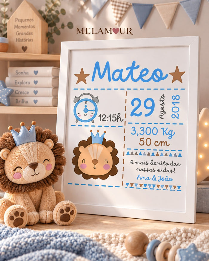 Leão — Dados de Nascimento | Quadro Personalizado
