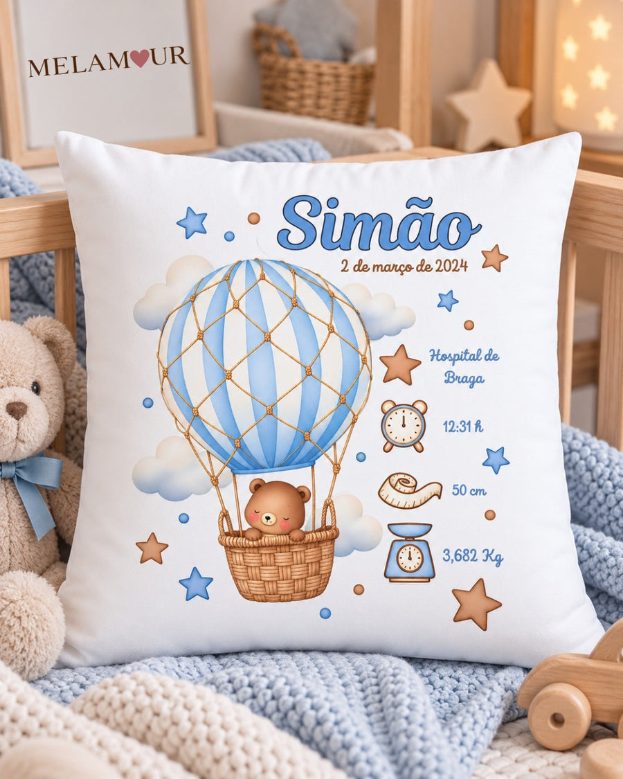 Ursinho no Balão — Dados de Nascimento | Quadro Personalizado