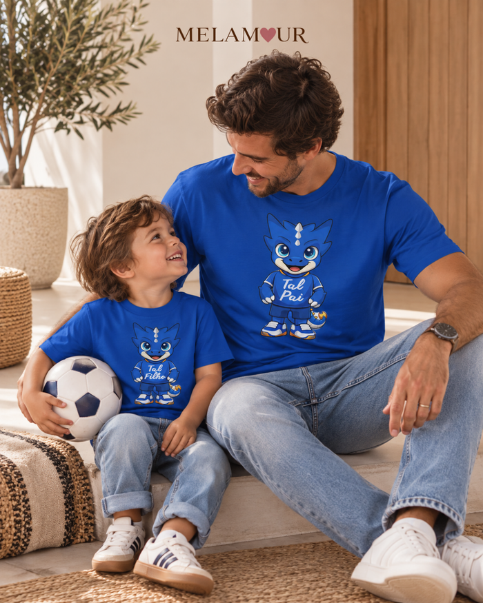 Foto do conjunto Tal Pai, Tal Filho com dragão desportivo, da MELAMOUR.