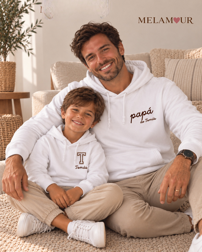 Foto do conjunto Papá de Tomás, com pai e filho, da MELAMOUR.