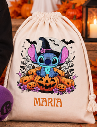 Personagem Azul Bruxo na Lua | Halloween