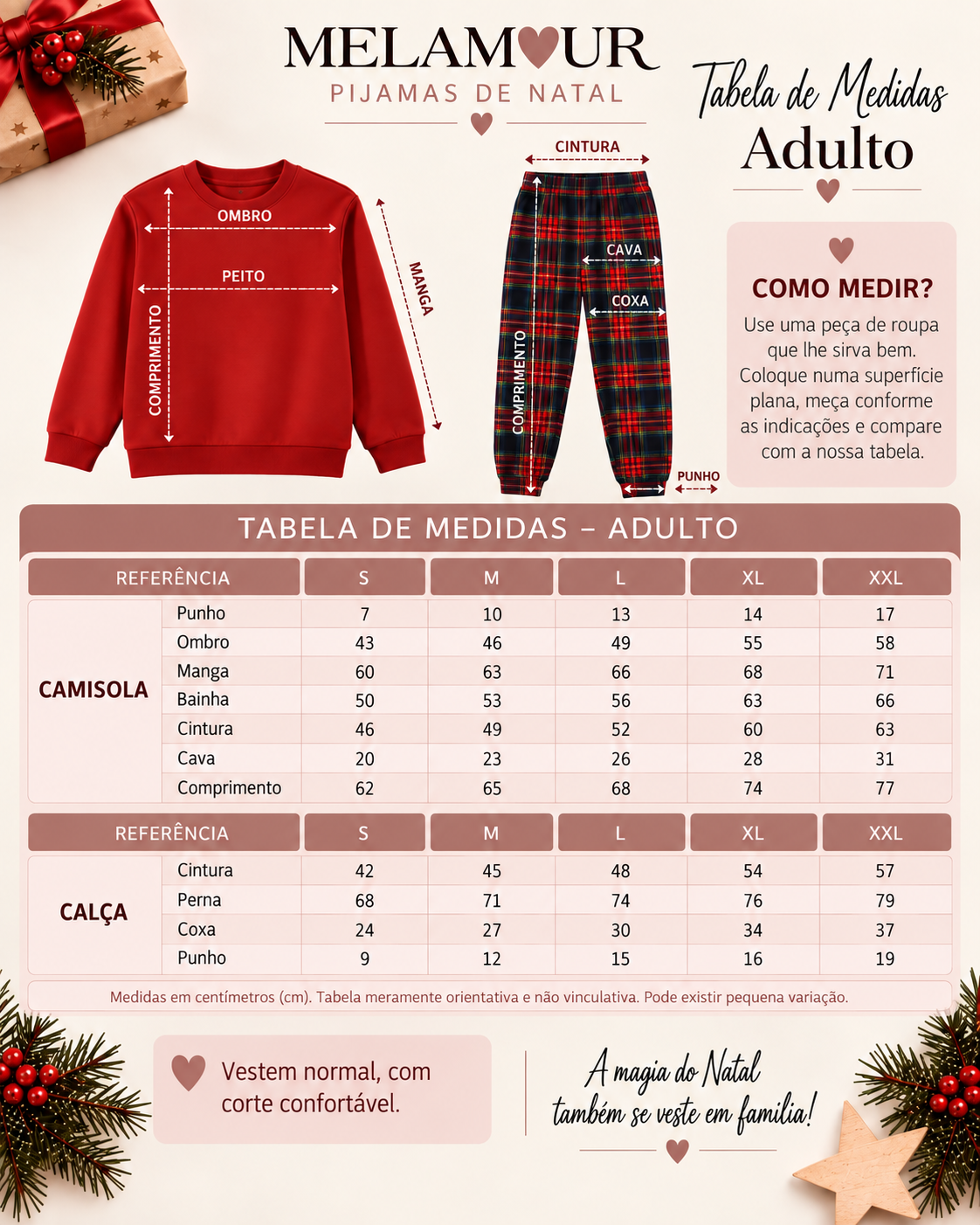 Tabela de Medidas — Adulto