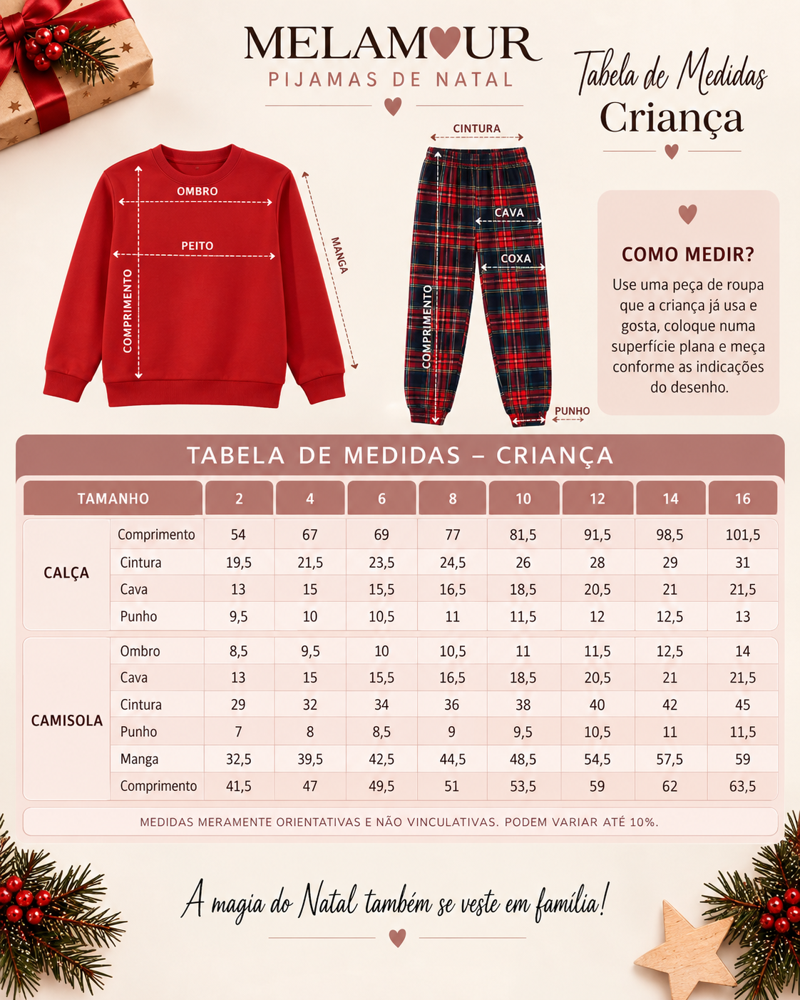Tabela de Medidas — Criança
